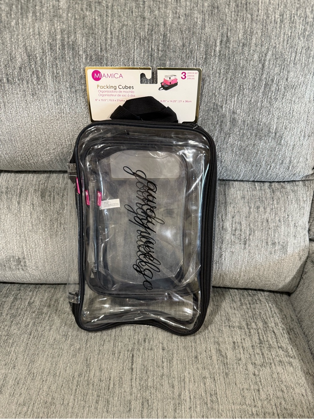 Miamica Clear Black Packing Cubes - 3 Piece Set